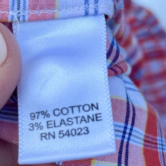 Banana Republic Plaid Orange/white Short Sleeve Top Size Large - Picture 5 of 6